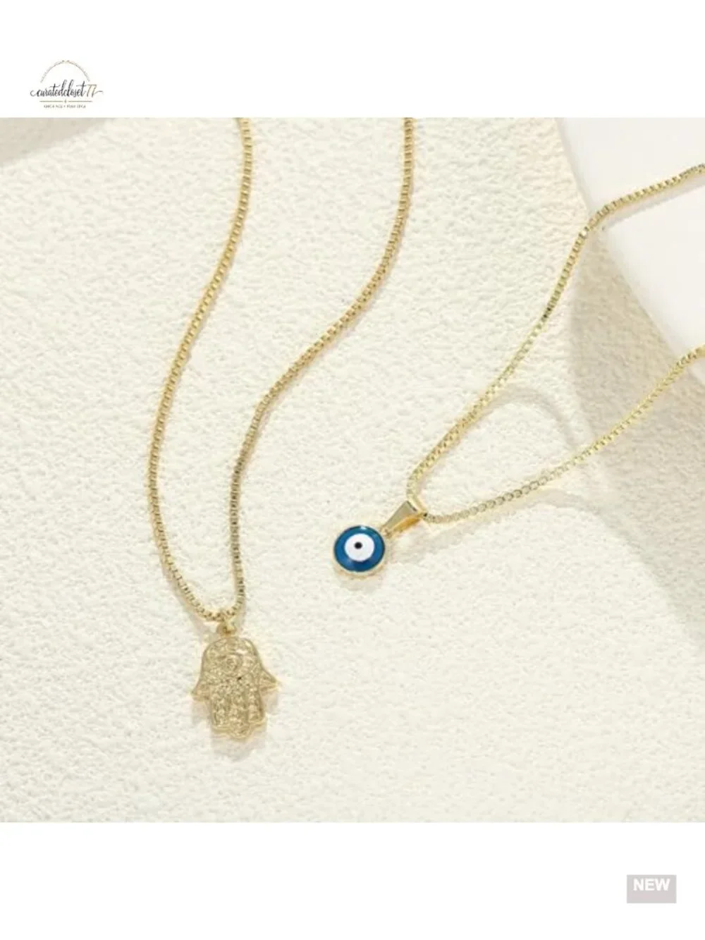 14K Gold Plated Evil Eye Necklace Blue CZ Pendant Delicate Lucky Protection